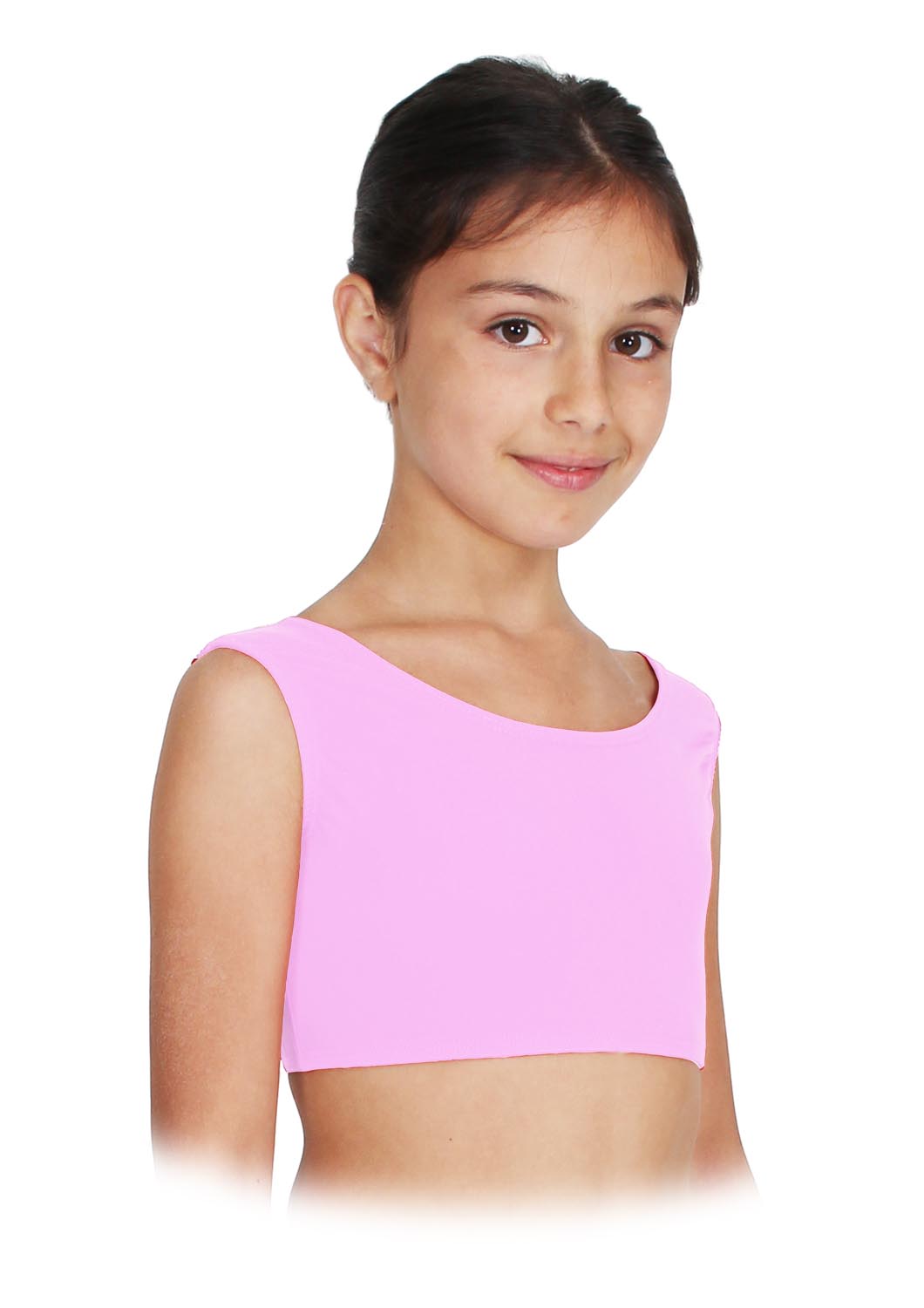 TOP DANZA LYCRA CORTO CON SPALLINE SPESSE ROSA BAMBINA